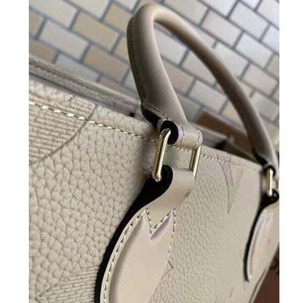 Louis Vuitton Women Onthego MM Tote Bag Tourterelle Beige Embossed Grained Cowhide - Image 8