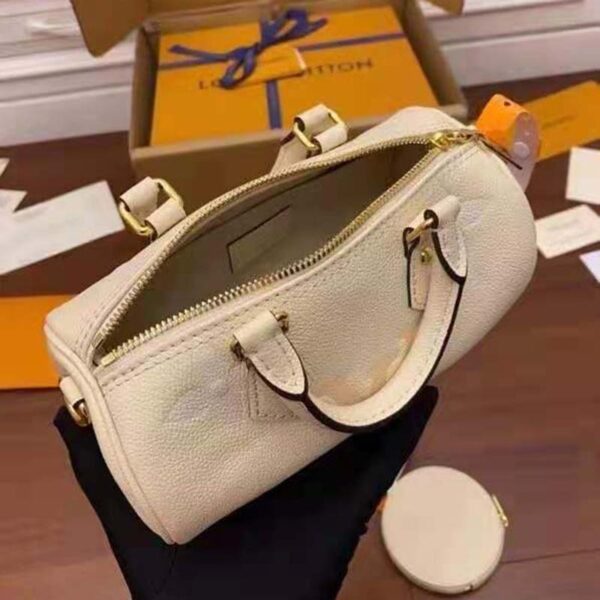 Louis Vuitton Women Papillon BB Carryall Bag Bouton Cream Saffron Embossed Grained Cowhide Leather - Image 5