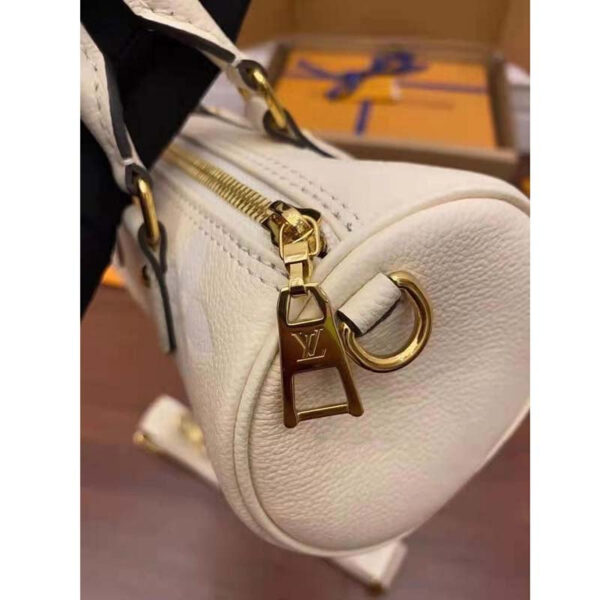 Louis Vuitton Women Papillon BB Carryall Bag Bouton Cream Saffron Embossed Grained Cowhide Leather - Image 6