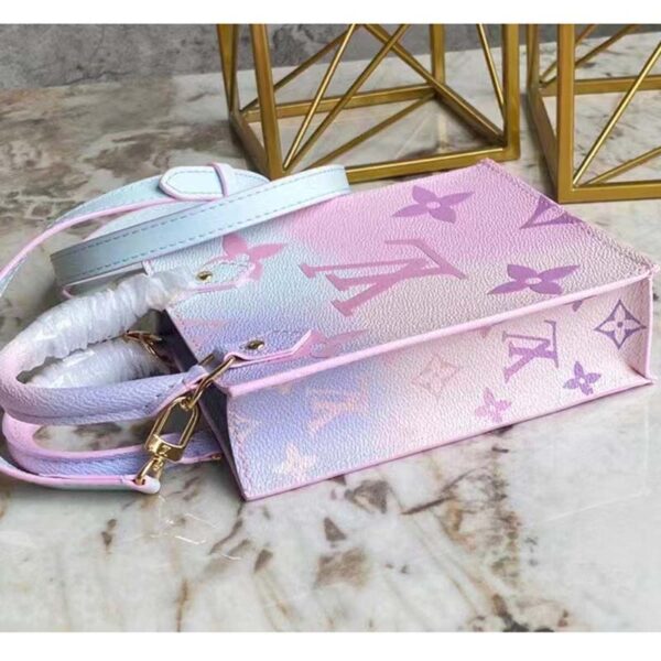 Louis Vuitton Women Petit Sac Plat Sunrise Pastel Monogram Coated Canvas Cowhide - Image 5