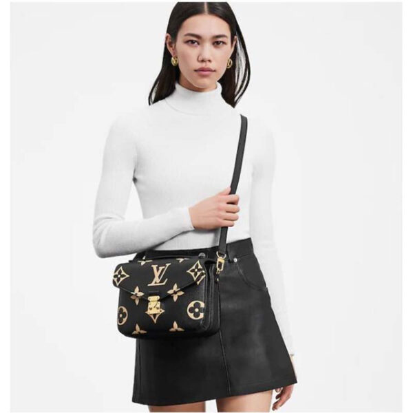 Louis Vuitton Women Pochette Metis Black Beige Embossed Grained Cowhide Leather - Image 10