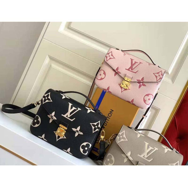 Louis Vuitton Women Pochette Metis Black Beige Embossed Grained Cowhide Leather - Image 9