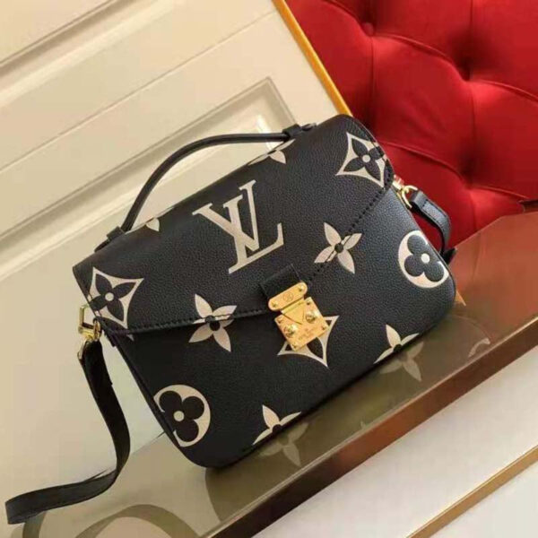 Louis Vuitton Women Pochette Metis Black Beige Embossed Grained Cowhide Leather - Image 2