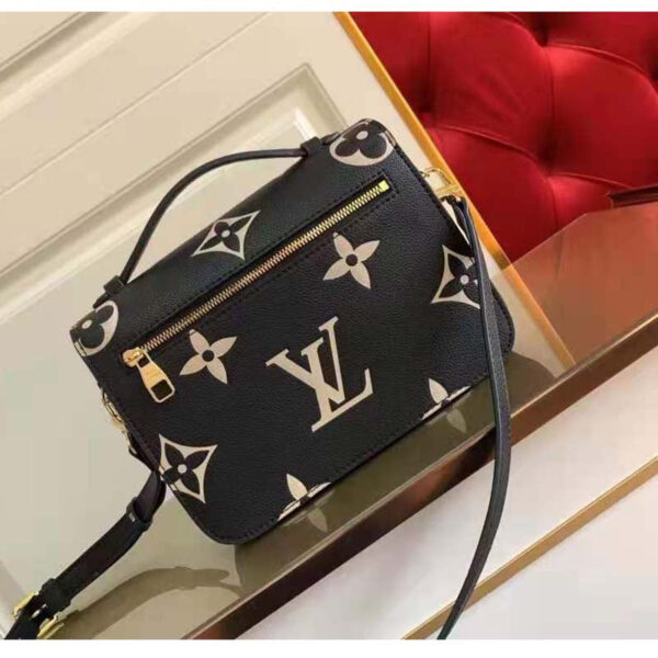 Louis Vuitton Women Pochette Metis Black Beige Embossed Grained Cowhide Leather - Image 3