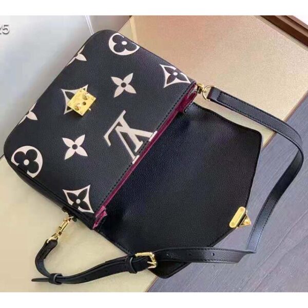 Louis Vuitton Women Pochette Metis Black Beige Embossed Grained Cowhide Leather - Image 6