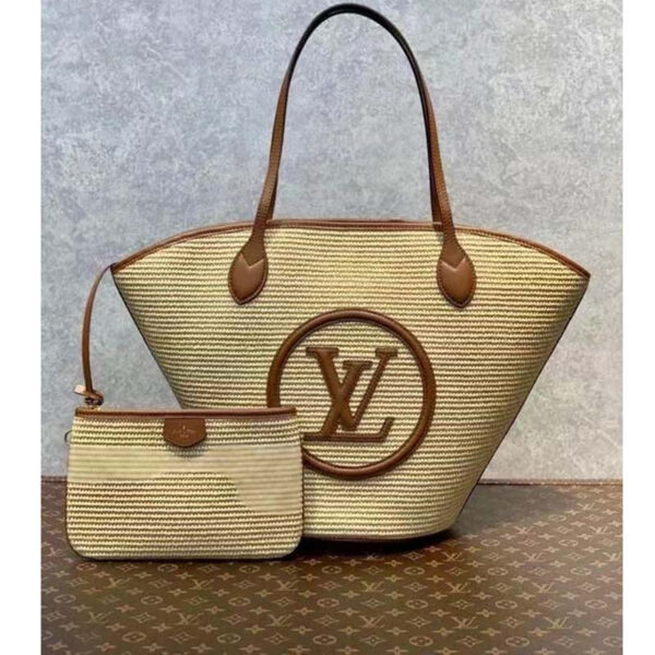 Louis Vuitton Women Saint Jacques Caramel Brown Synthetic Knitted Raffia Cowhide Leather - Image 2