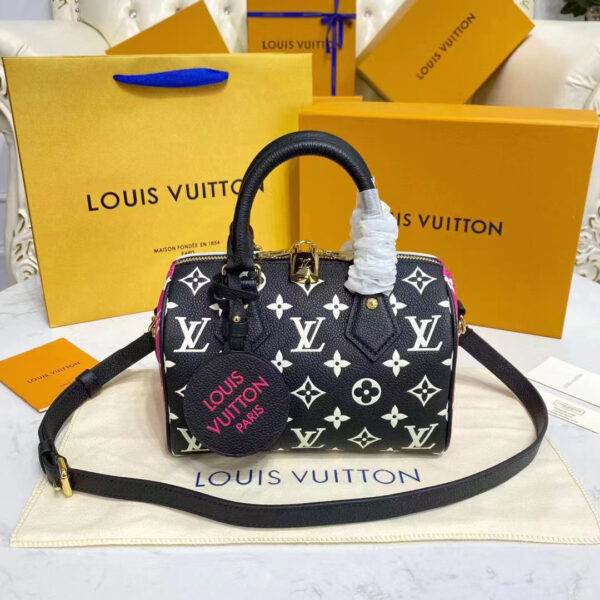 Louis Vuitton Women Speedy Bandouliere 20 Bag Black Printed Embossed Grained Cowhide - Image 3