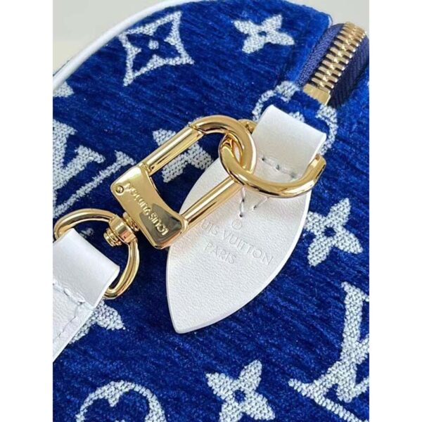 Louis Vuitton Women Speedy Bandouliere 20 Bag Blue Monogram Jacquard Velvet Cowhide - Image 10