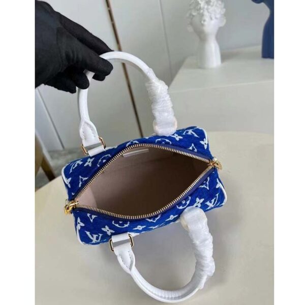 Louis Vuitton Women Speedy Bandouliere 20 Bag Blue Monogram Jacquard Velvet Cowhide - Image 8