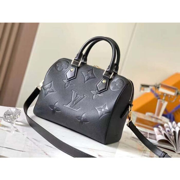 Louis Vuitton Women Speedy Bandoulière 25 Handbag Black Embossed Supple Grained Cowhide Leather - Image 4
