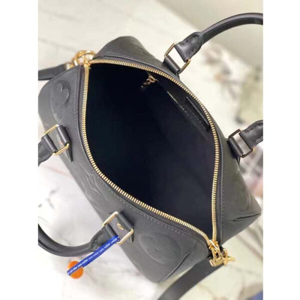 Louis Vuitton Women Speedy Bandoulière 25 Handbag Black Embossed Supple Grained Cowhide Leather - Image 7