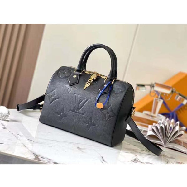 Louis Vuitton Women Speedy Bandoulière 25 Handbag Black Embossed Supple Grained Cowhide Leather - Image 3