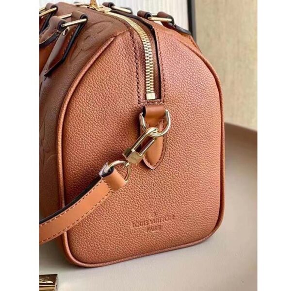 Louis Vuitton Women Speedy Bandoulière 25 Handbag Cognac Brown Embossed Grained Cowhide Leather - Image 7