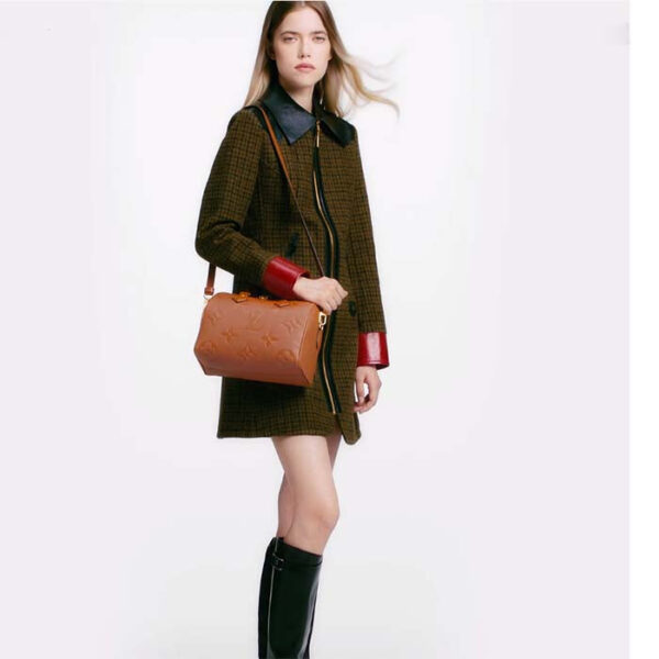 Louis Vuitton Women Speedy Bandoulière 25 Handbag Cognac Brown Embossed Grained Cowhide Leather - Image 10