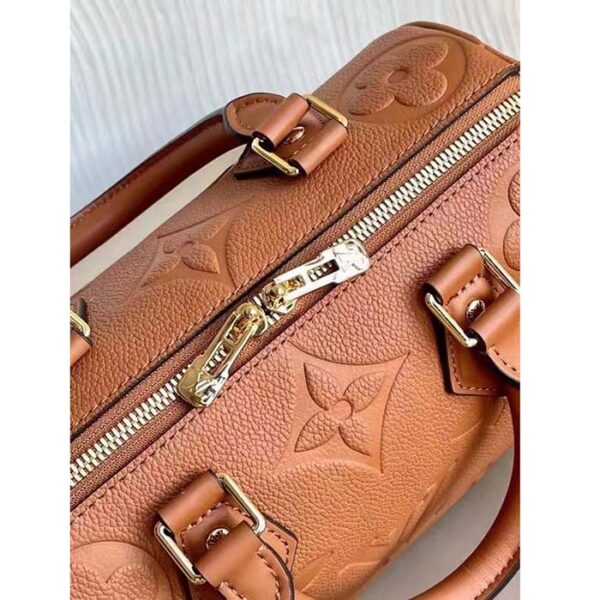 Louis Vuitton Women Speedy Bandoulière 25 Handbag Cognac Brown Embossed Grained Cowhide Leather - Image 6