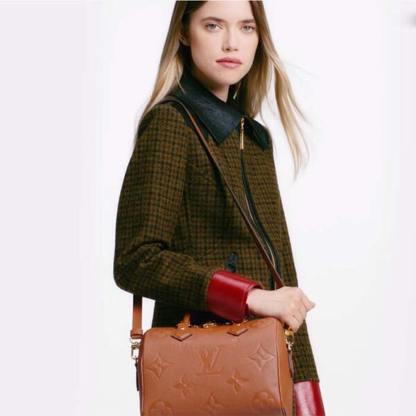 Louis Vuitton Women Speedy Bandoulière 25 Handbag Cognac Brown Embossed Grained Cowhide Leather - Image 11