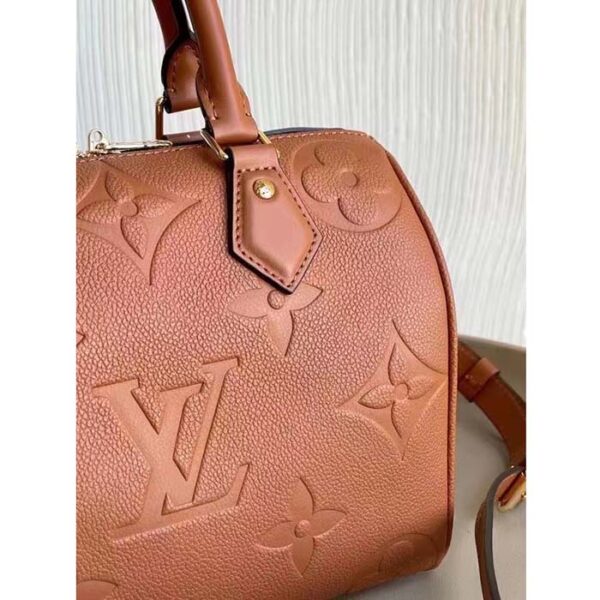 Louis Vuitton Women Speedy Bandoulière 25 Handbag Cognac Brown Embossed Grained Cowhide Leather - Image 8