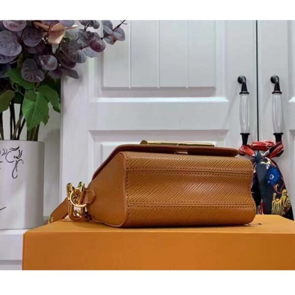 Louis Vuitton Women Twist Lock XL Gold Brown Epi Cowhide Leather Microfiber - Image 5