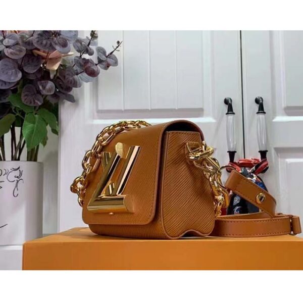 Louis Vuitton Women Twist Lock XL Gold Brown Epi Cowhide Leather Microfiber - Image 3