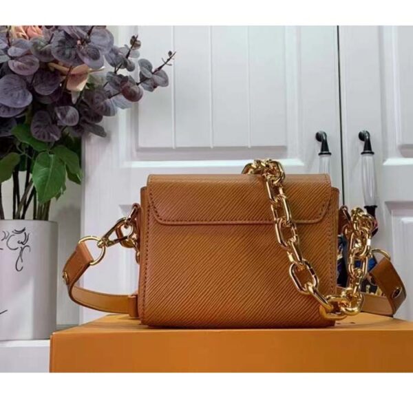 Louis Vuitton Women Twist Lock XL Gold Brown Epi Cowhide Leather Microfiber - Image 4