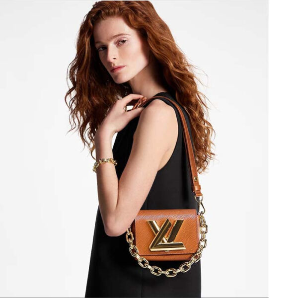 Louis Vuitton Women Twist Lock XL Gold Brown Epi Cowhide Leather Microfiber - Image 12