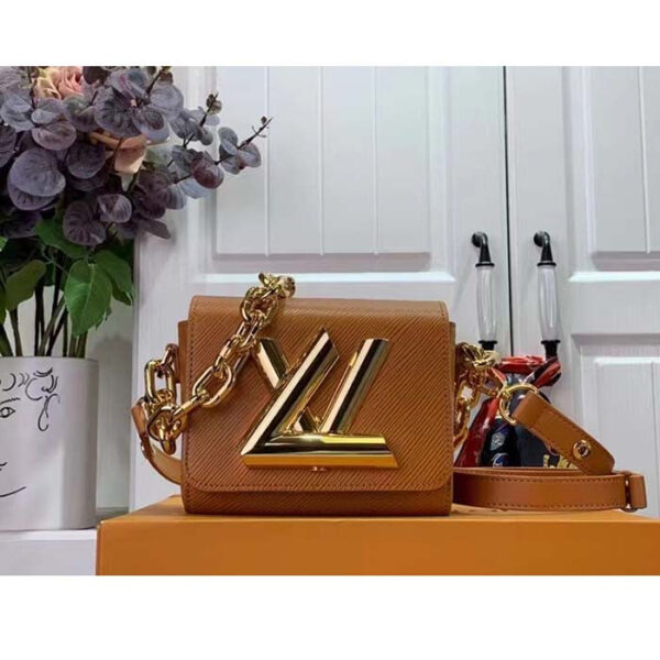 Louis Vuitton Women Twist Lock XL Gold Brown Epi Cowhide Leather Microfiber - Image 2