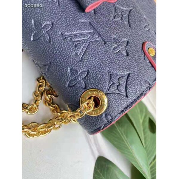 Louis Vuitton Women Vavin PM Handbag Navy Blue Red Embossed Supple Grained Cowhide - Image 10
