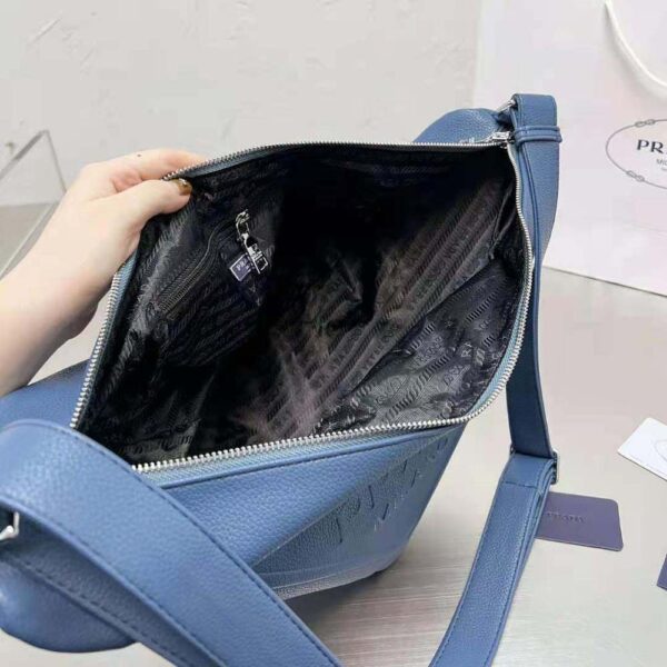 Prada Men Leather Prada Triangle Bag-Navy - Image 10