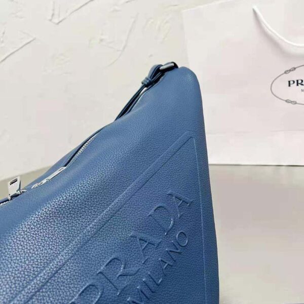 Prada Men Leather Prada Triangle Bag-Navy - Image 9
