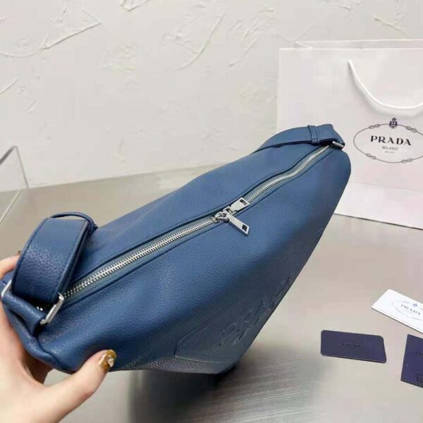 Prada Men Leather Prada Triangle Bag-Navy - Image 6