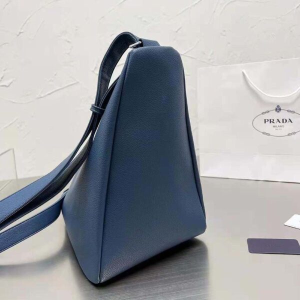 Prada Men Leather Prada Triangle Bag-Navy - Image 5
