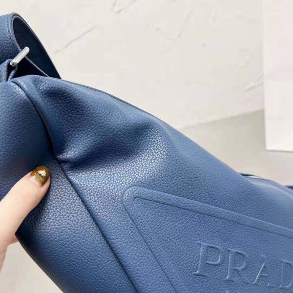 Prada Men Leather Prada Triangle Bag-Navy - Image 8