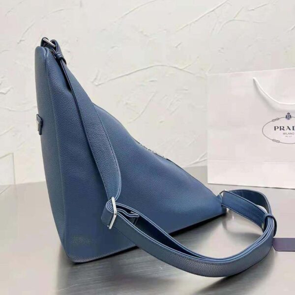 Prada Men Leather Prada Triangle Bag-Navy - Image 3