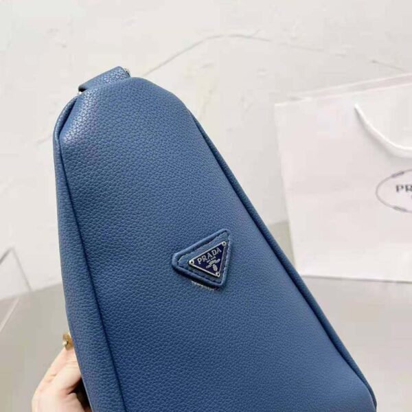 Prada Men Leather Prada Triangle Bag-Navy - Image 7