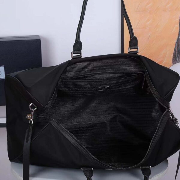 Prada Unisex Re-Nylon Saffiano Leather Handles Duffle Black Bag - Image 6