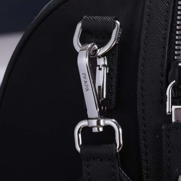 Prada Unisex Re-Nylon Saffiano Leather Handles Duffle Black Bag - Image 9
