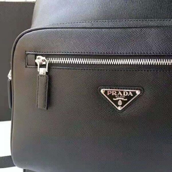 Prada Unisex Saffiano Leather Backpack Metal Hardware-Black - Image 8
