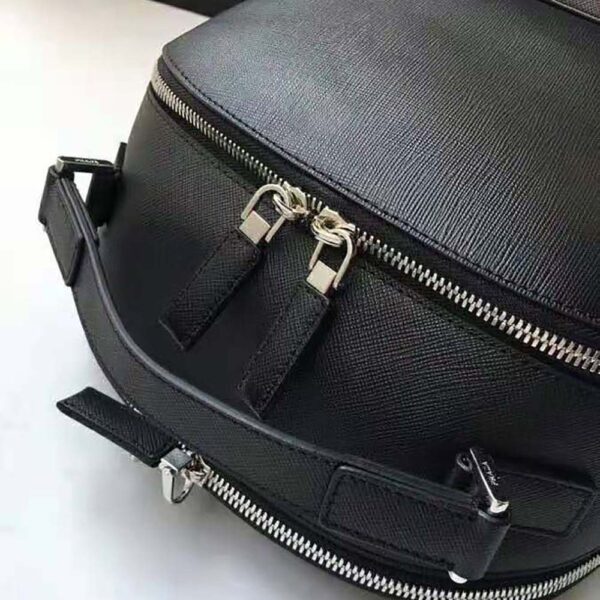 Prada Unisex Saffiano Leather Backpack Metal Hardware-Black - Image 9