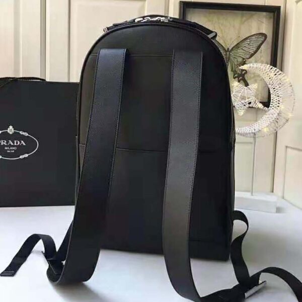 Prada Unisex Saffiano Leather Backpack Metal Hardware-Black - Image 4