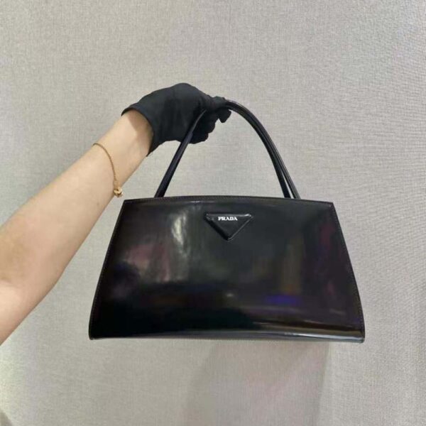 Prada Women Brushed Leather Handbag-Black - Image 2