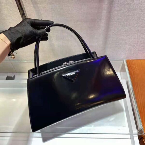 Prada Women Brushed Leather Handbag-Black - Image 6