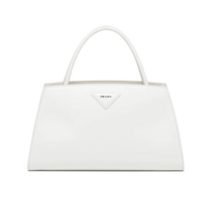 Prada Women Brushed Leather Handbag-White