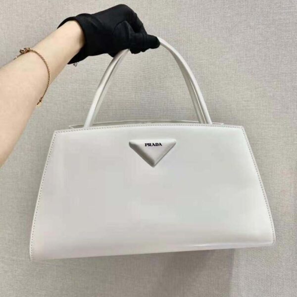 Prada Women Brushed Leather Handbag-White - Image 2