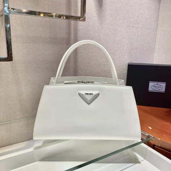 Prada Women Brushed Leather Handbag-White - Image 3