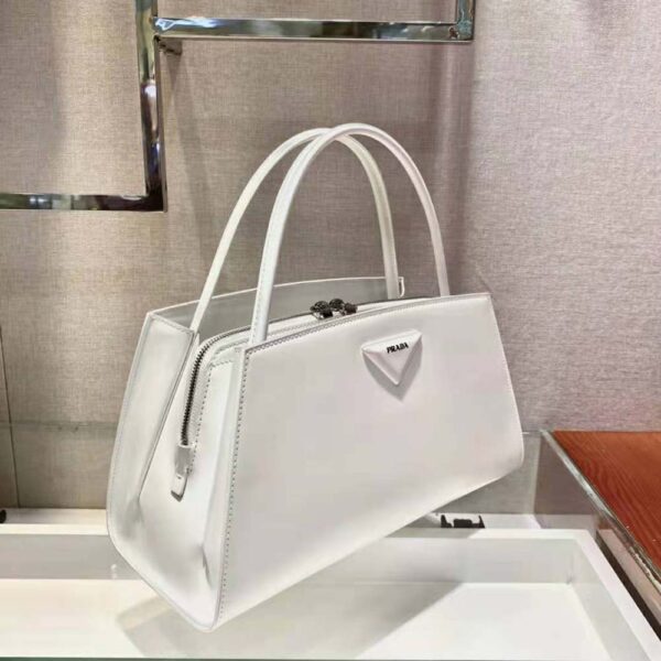 Prada Women Brushed Leather Handbag-White - Image 6