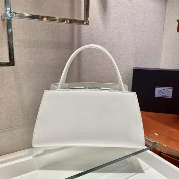 Prada Women Brushed Leather Handbag-White - Image 4