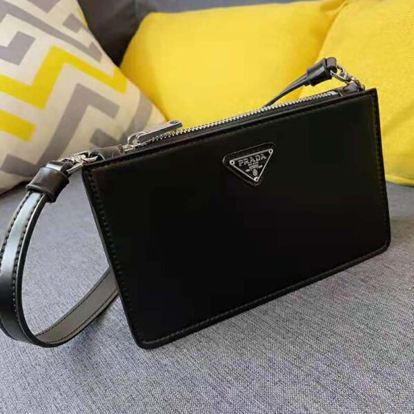 Prada Women Brushed Leather Mini-Bag-Black - Image 2