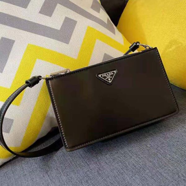Prada Women Brushed Leather Mini-Bag-Black - Image 4