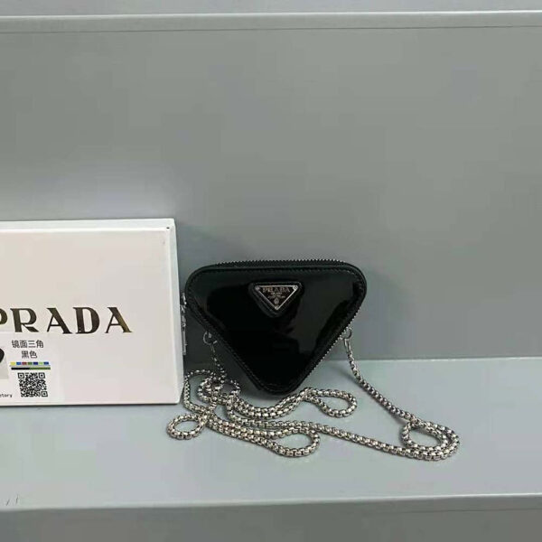 Prada Women Brushed Leather Mini-Pouch-Black - Image 2