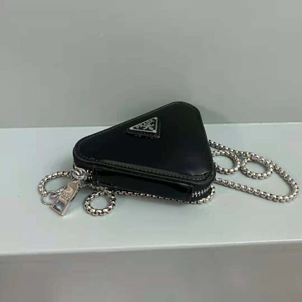 Prada Women Brushed Leather Mini-Pouch-Black - Image 5